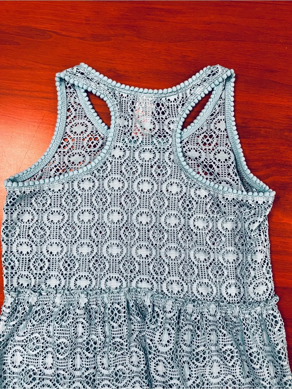 Cat & Jack Girls Sleeveless Mint Green Lacey Swimsuit Cover-Up Size L